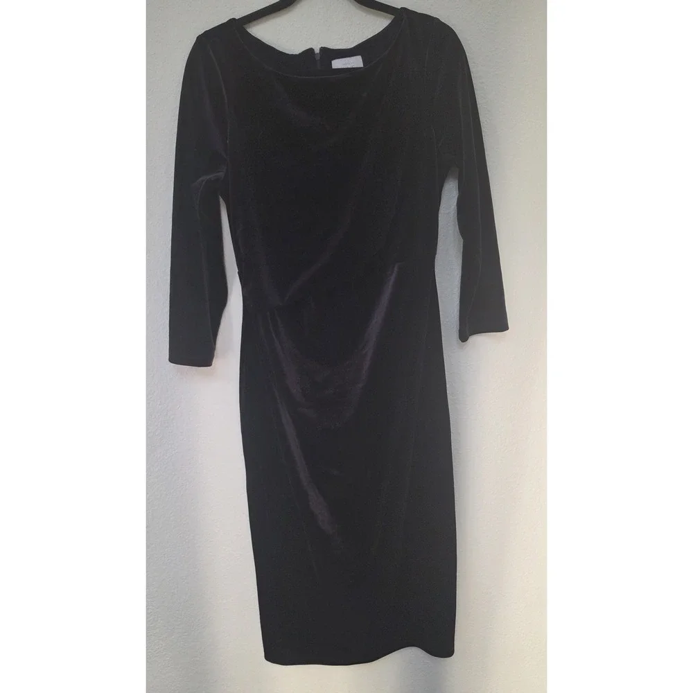 Seraphine Luxe Midi Dress Size 10 Dark Purple Velvet Long Sleeve Round Neck Gown